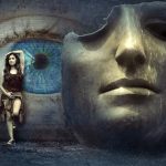 žena, oko a železná maska