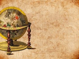 glóbus v historickom vzhľade starej mapy