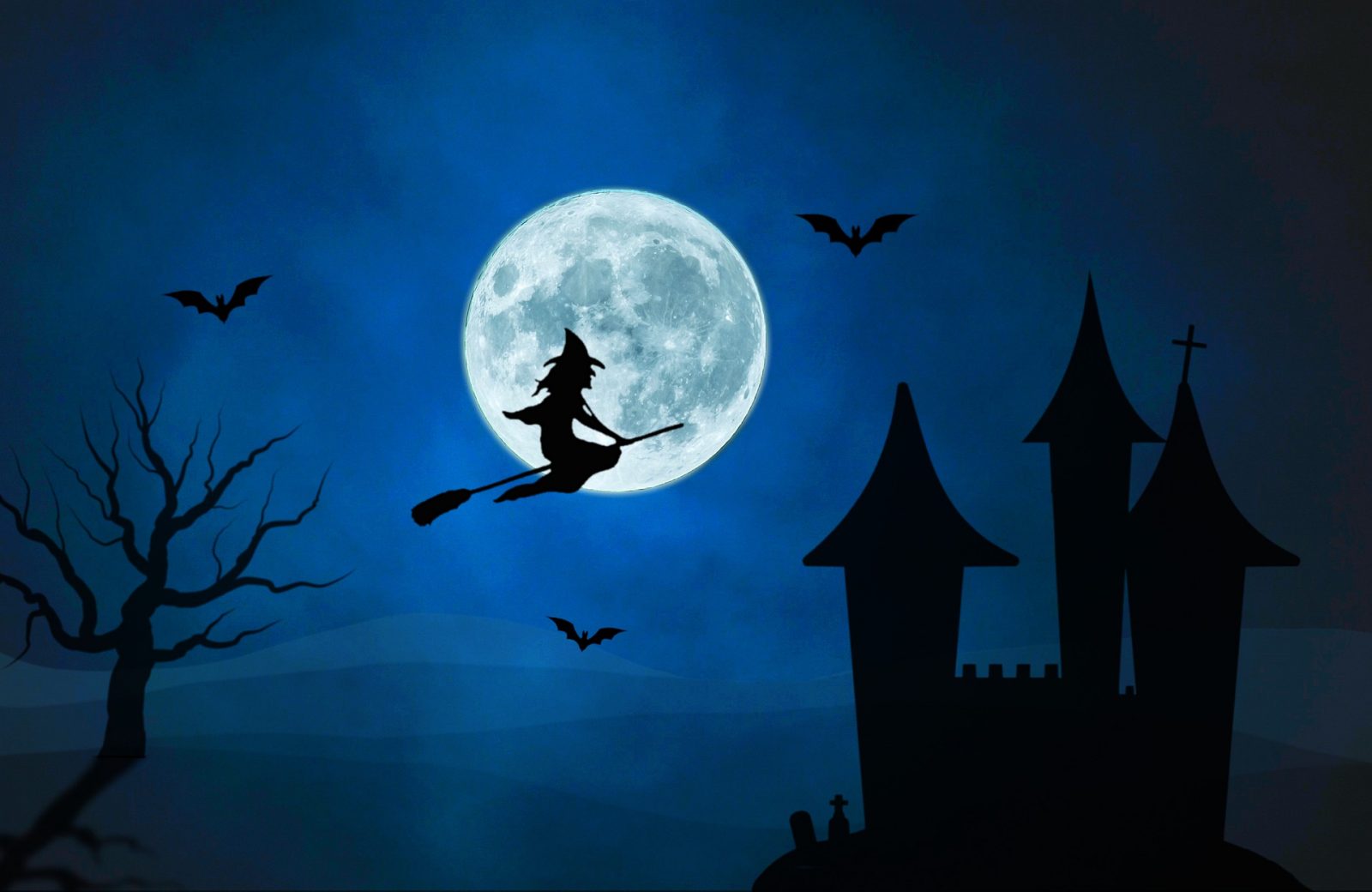 Bosorka na metle za splnu Luny