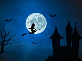 Bosorka na metle za splnu Luny