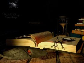 otvorená rozprávková kniha na stole