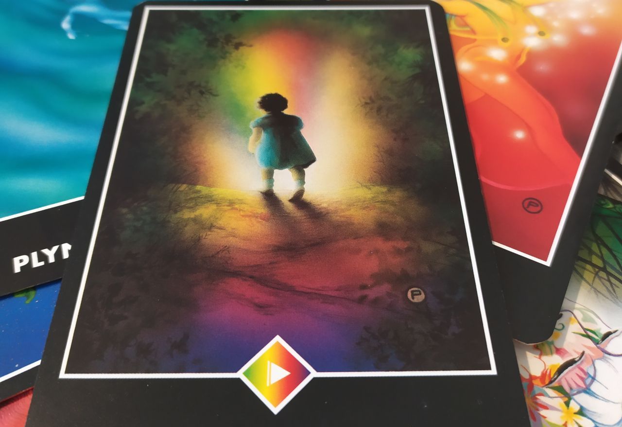 Karta Osho Zen Tarot Páža dúhy s názvom Dobrodružstvo