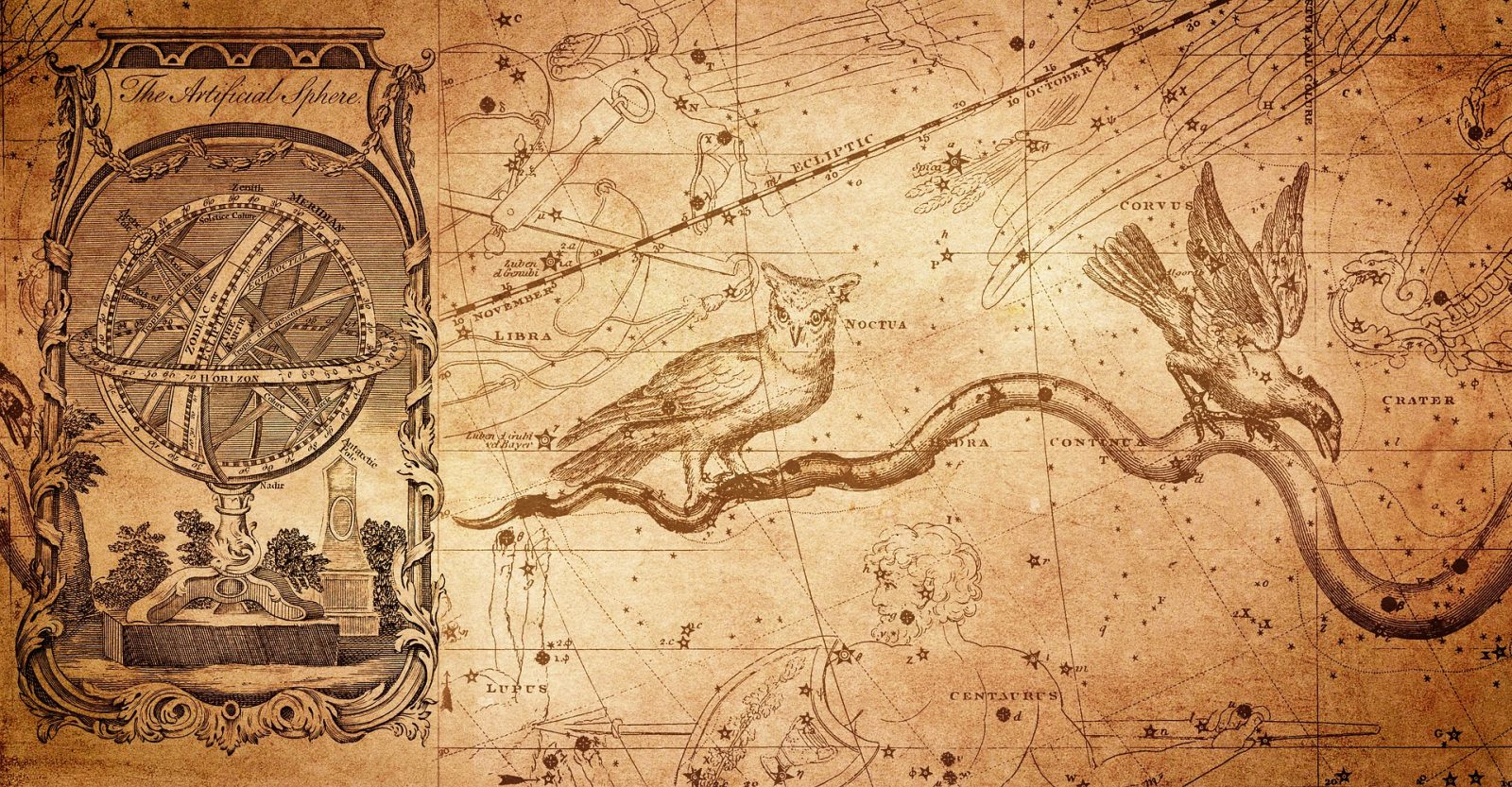 stará mapa hviezdnej oblohy